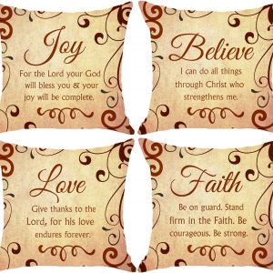 Christian Scripture Burlap Throw Pillow