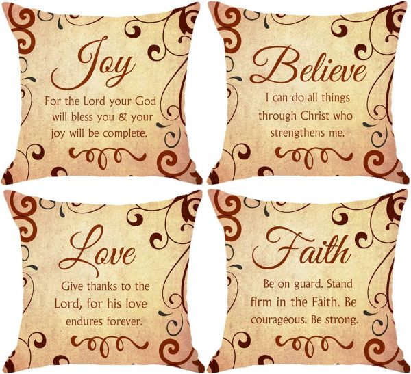 Christian Scripture Burlap Throw Pillow