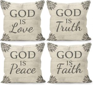 Farmhouse Spiritual Linen Throw Pillow Covers