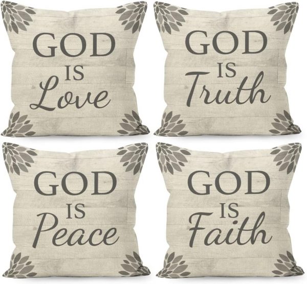 Farmhouse Spiritual Linen Throw Pillow Covers