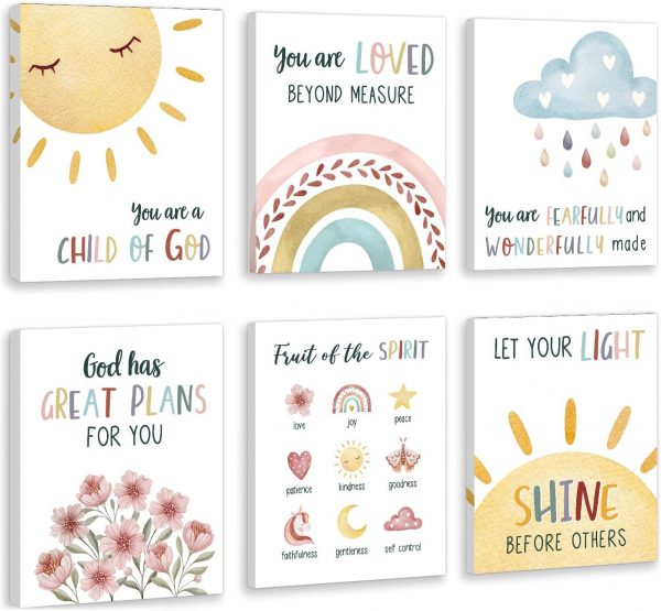 Children’s Bible Verses Wall Decor, Set Of 6